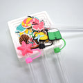 Glass Water Bottle With Lid and Straw Cover Sublimation Straw Topper Cover Cap for Cup Silicone Straw Topper 10Mm