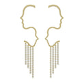 Body Art Tear Drop Earrings Design Long Seed Bead Water Stud Earrings 18k 14k Pure Gold With Natural Diamond or Moissanite 1.5ct
