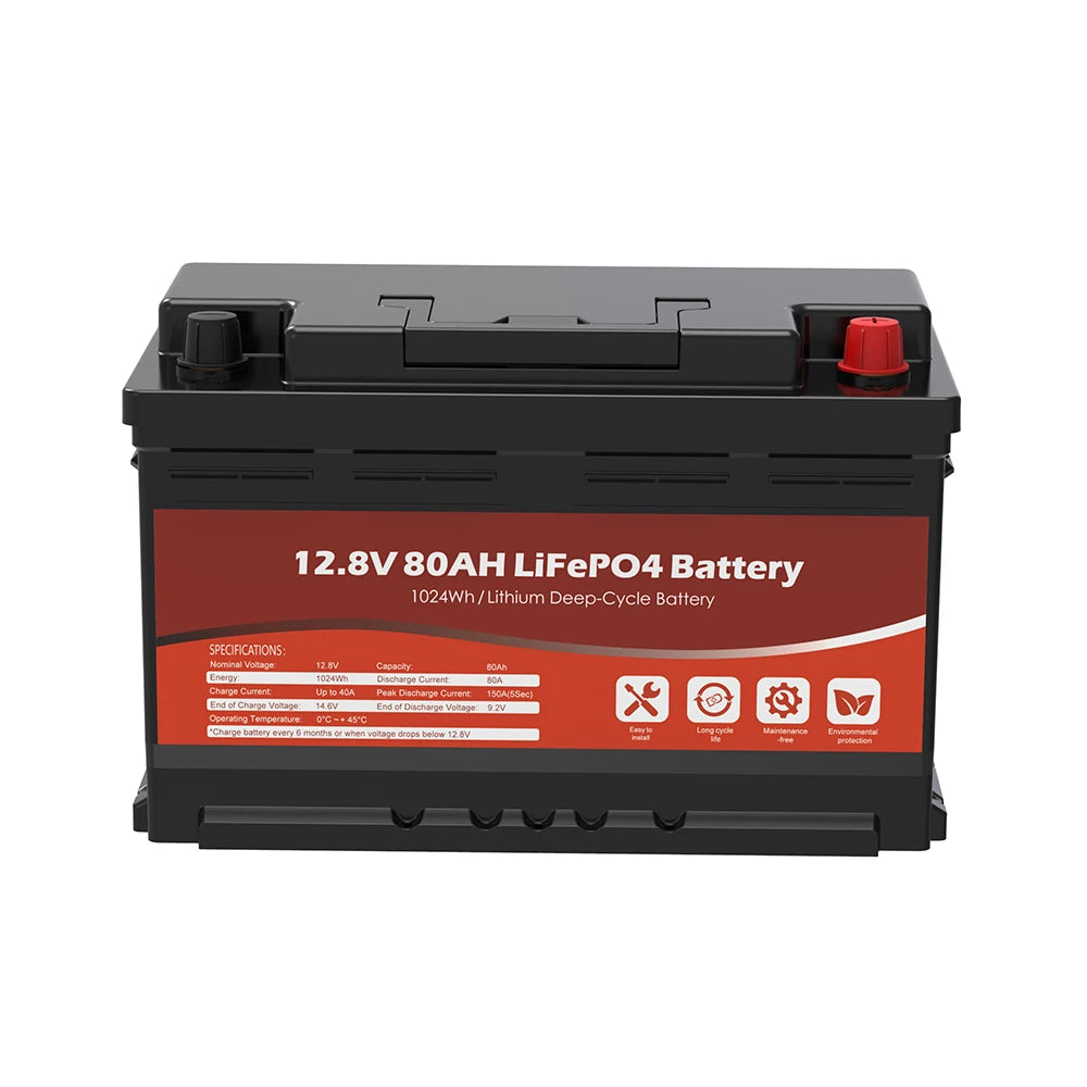 New Case 12V 80Ah LifePO4 Lithium Ion Battery with Screw Bolt 12V 1000W for Home Energy Storage System for Solar Systems