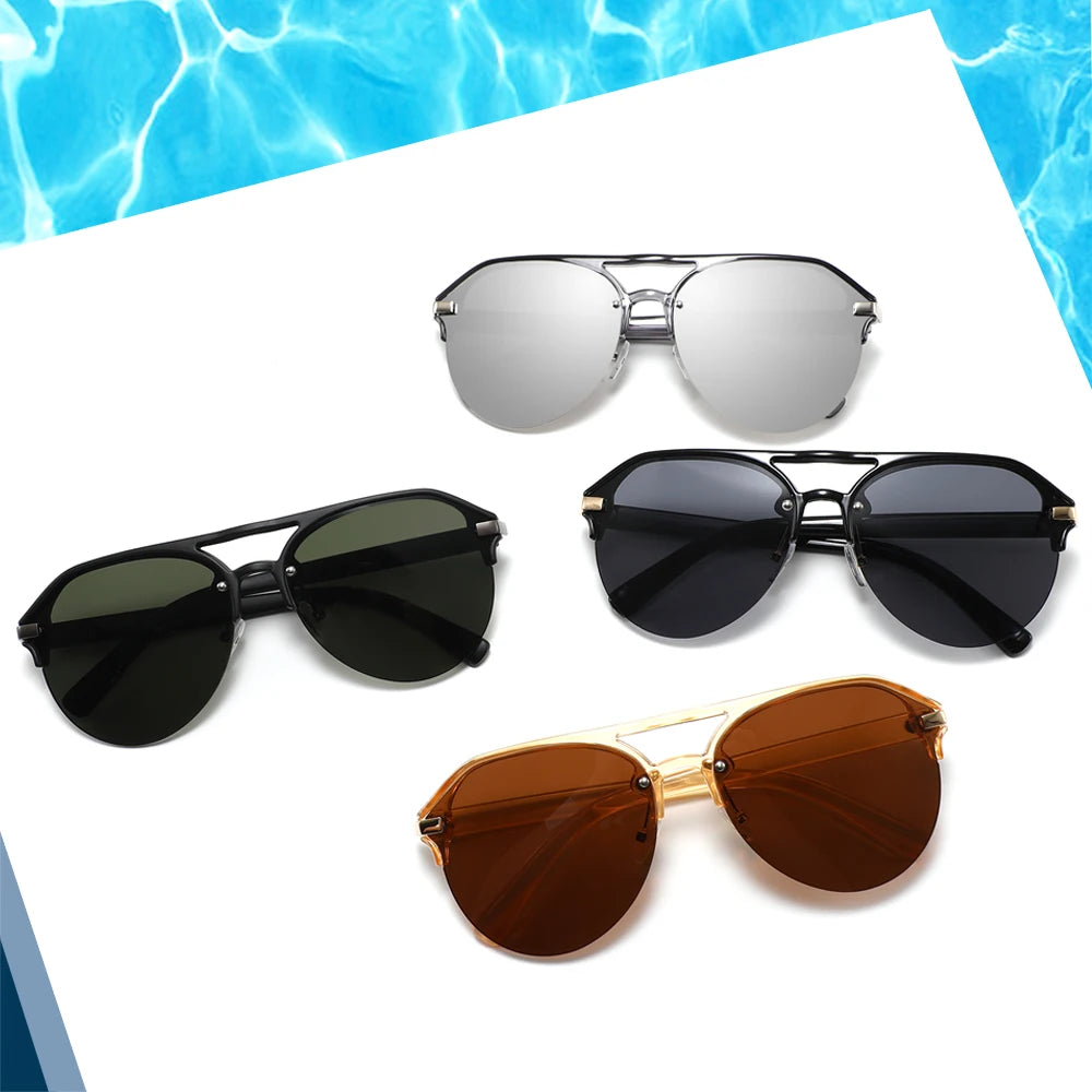 Stylish High-end PC Sunglasses Wholesale Luxury Women UV400 Eyewear for Women Double Bridge Design Sun Shades