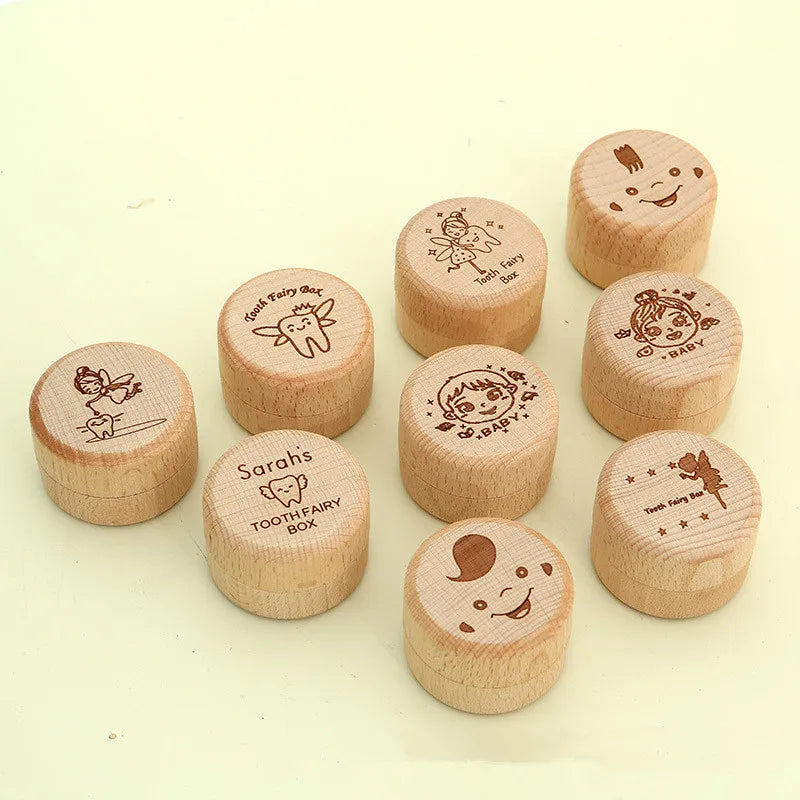 Wooden Save Teeth Umbilical Cord Kids Baby Tooth Box Organizer Milk Teeth Wood Storage Baby Teeth Tooth FairyBox for Boy Girl