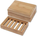 Bathroom Soap Dish Natural Handcrafted Bar Soap Holder with Lid Handmade Wooden Bamboo Soap Box Tray