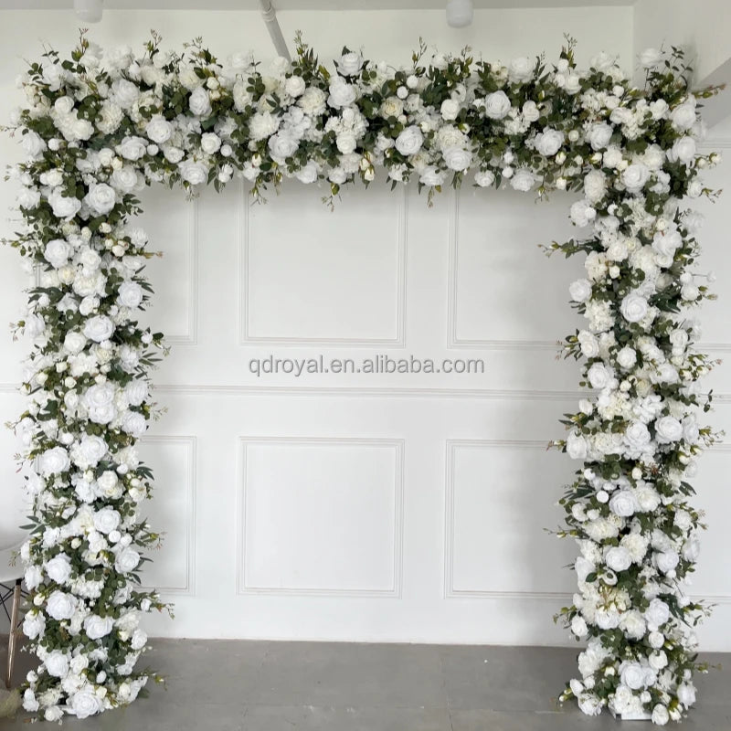 Silk Gypsophila Flower Arch Decoration White Rose Flower Wedding Arch Artificial Flower Arches Backdrop