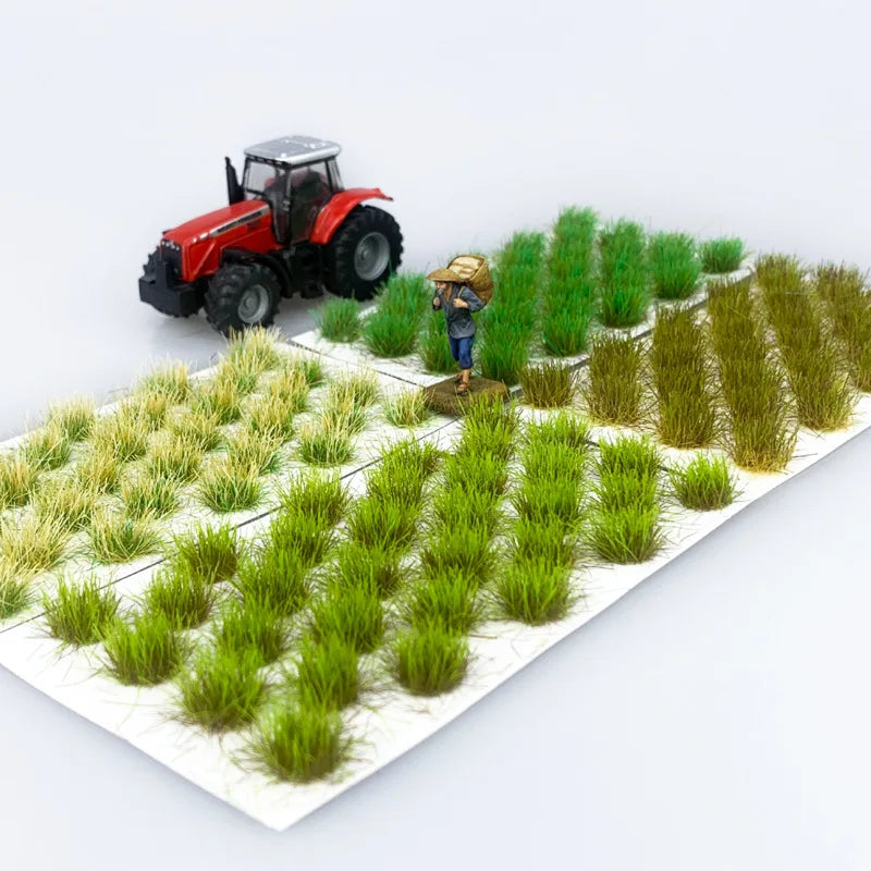 32pcs Artificial 8-9mm Static Grass Bush Flower Miniature Architecture Ho Scale Model for Ho Scale Train