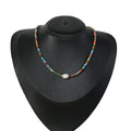 Wholesale Stainless Steel Jewelry clear Shot Glass Crystal Bead Fresh Water Pearl Pendant Choker Necklaces for Women Men