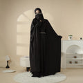 5-Piece Set Butterfly Satin Modest Dress Full Cover Niqab-Abaya Loose Full Cover Satin Abaya for Muslim Women MegaBDM