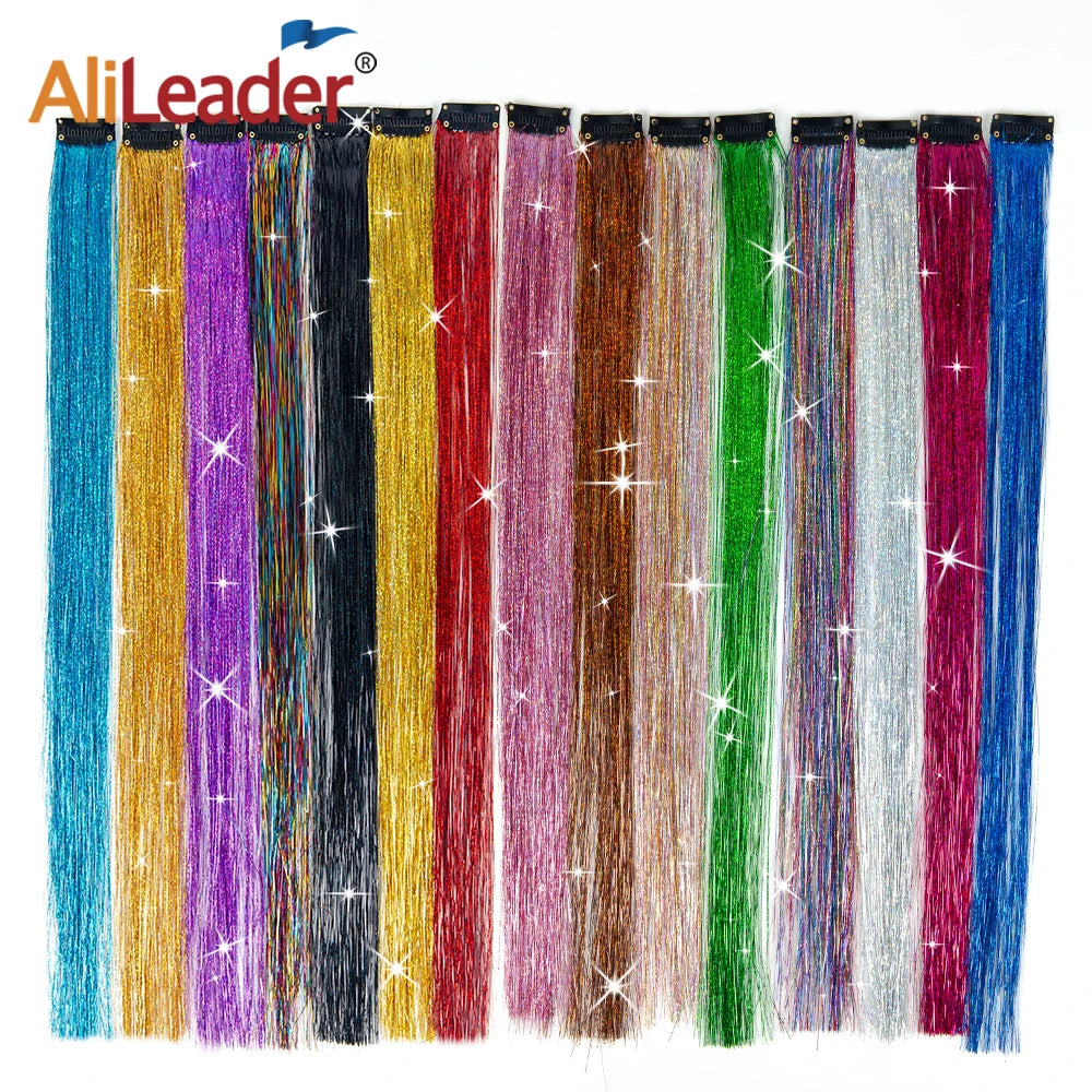 Alileader Heat Resistant Fairy Clip-In Hair Extensions Sparkling Shiny Colorful Glitter Clip Hair Accessories
