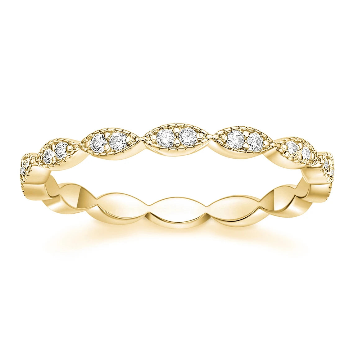 Top Sales Jewelry Women Stacking Copper Ring Oval Cut Cubic Zirconia Eternity Ring Engagement Band