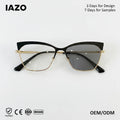 Trendy Men and Women's Cat Eye Eyeglasses Personalized Photochromic Metal Anti Blue Light Glasses with PC Frame