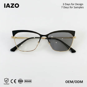 Trendy Men and Women's Cat Eye Eyeglasses Personalized Photochromic Metal Anti Blue Light Glasses with PC Frame