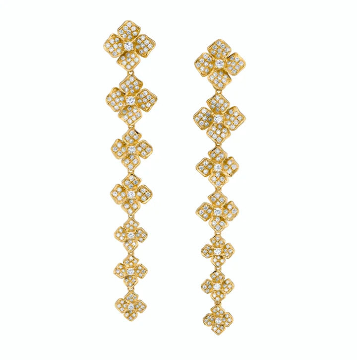 Laodun Fashion S925 Sterling Silver Small Diamond Flower Drop Earrings French Luxury Super Flash Zircon Long Earrings for Women