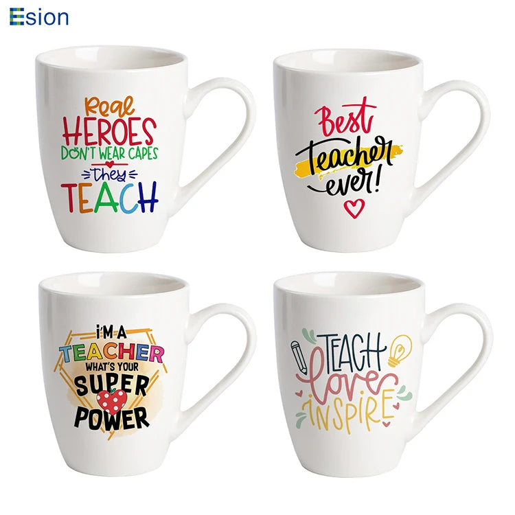 Wholesale Modern White Teacher's Day Gift Ceramic Cup Porcelain Coffee Mug Promotional Tea Cup with Custom logo