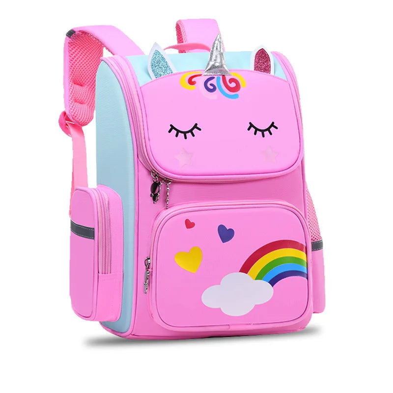 Wholesale Girl School Backpack Large Capacity Waterproof Unicorn Print Zipper Closure Made Polyester Lining for Primary Students