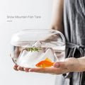 Creative Eco-Friendly Glass Fish Jar with Snow Mountain Pattern
