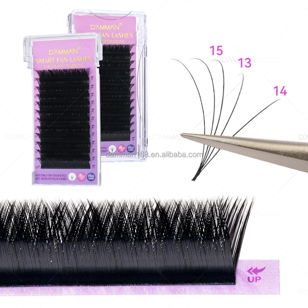 DAMMAN Auto Self V Shape Lashes 0.05 C D Curl Easy Fanning Cluster Rapid Blooming Flower Eyelash Extension