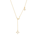 Fashion Jewelry Necklaces 925 Sterling Silver Star Moon Zircon Tassel Chain Drip Oil Gold Plated Necklace for Women