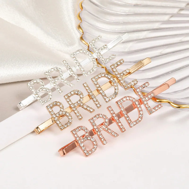 YiWu Hairpin Metal Alloy Material Diamond Hairpin Letters Bride to Be Crystal Hair Clip