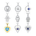 Wholesale 925 Sterling Silver Egyptian Eye Hamsa Hand of Fatima Shape Pendant Necklace