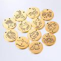 DIY Signs for Bracelet Necklace Making Stainless Steel Charms 12 Zodiac 18K Gold Plated Zodiac Pendant for Jewelry Making