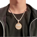 Best Custom Silver Punk Pendant Necklaces Men Street Style Rotatable Alphabet Number Cross-Shaped Zircon Rope Chain Party