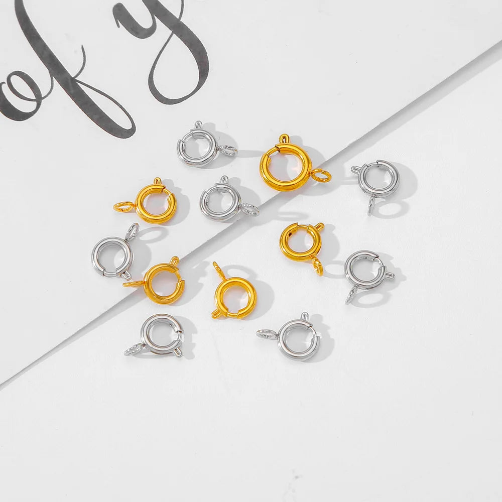 5/6/7/8/10MM 316L Stainless Steel Spring Ring Clasp Gold Silver Bulk Round Clasp Findings for Jewelry Making Supplies