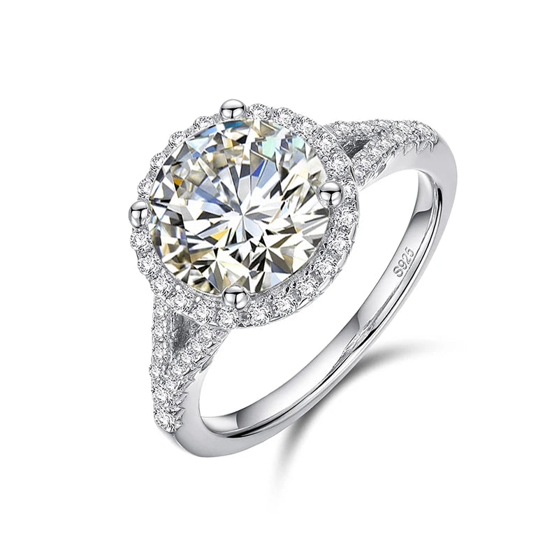 3ct 9mm Moissanite Ring Jewelry 925 Sterling Silver Moissanite Engagement Ring  Pure Silver White Gold Plated Rings for Women