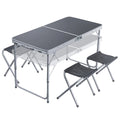 WOQI Aluminum Anti-Rust Folding Camp Chair Table Set UV-Resistant Outdoor Dining Furniture for Kitchen Terrace Beach Park