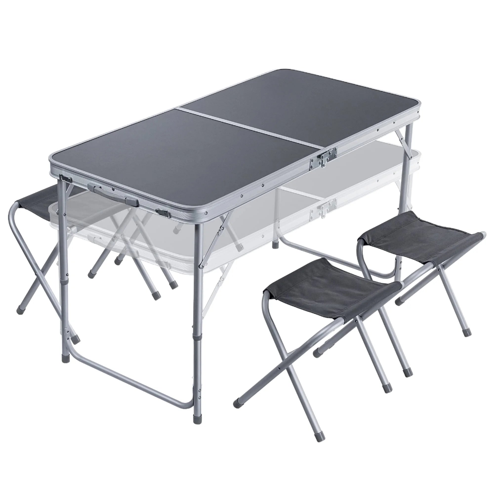 WOQI Aluminum Anti-Rust Folding Camp Chair Table Set UV-Resistant Outdoor Dining Furniture for Kitchen Terrace Beach Park