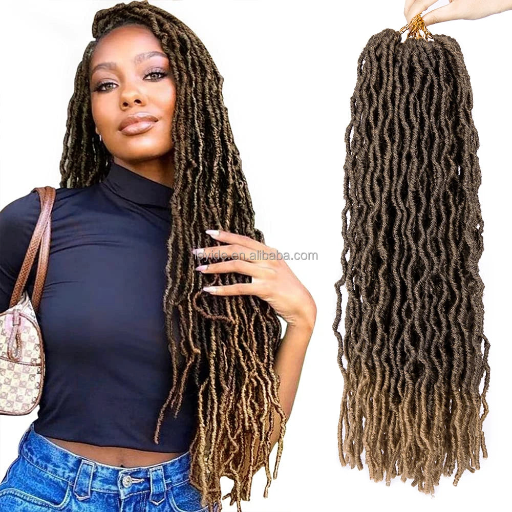 African Soft Dreadlocks 100g 24 Inch Ombre Faux Locs Nu Goddess Locs Crochet Hair Synthetic Braid Hair for Women