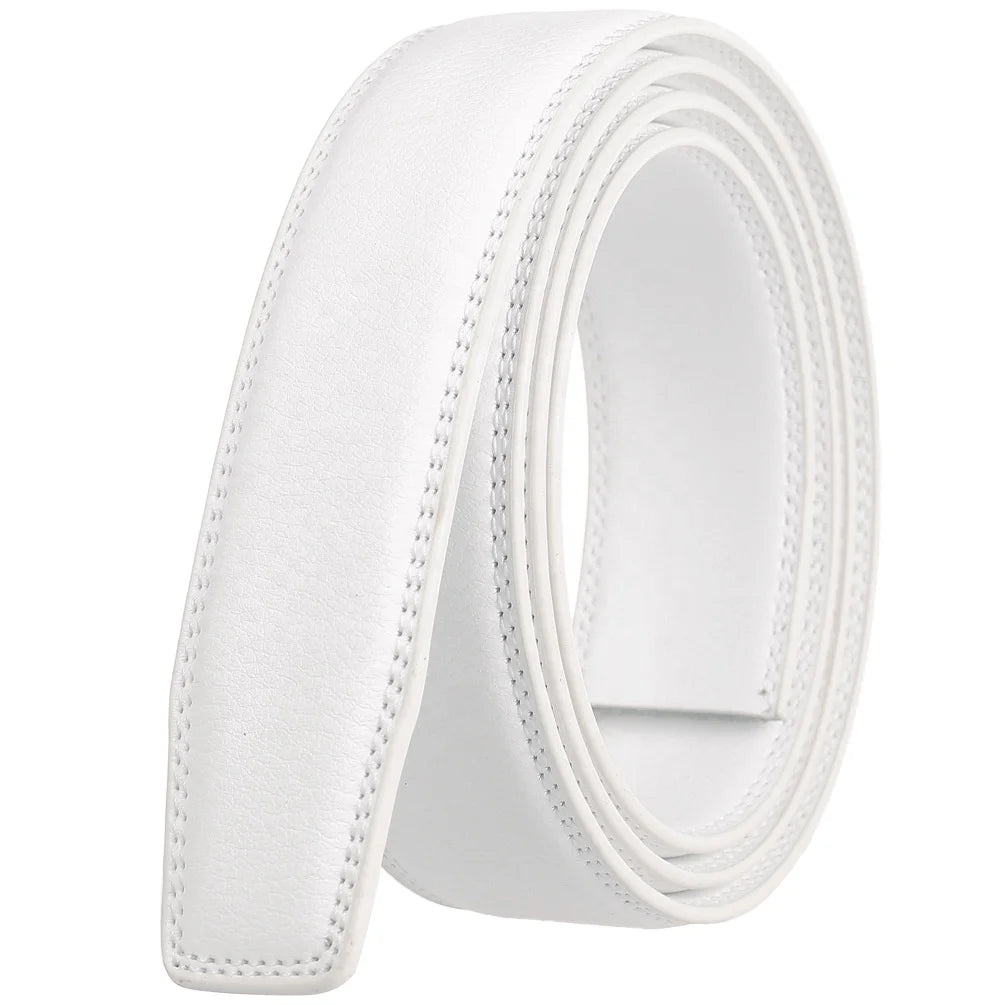 Wholesale Custom Logo White Cowhide Men's Dress Ratchet Leather Belt Strap Without Buckle