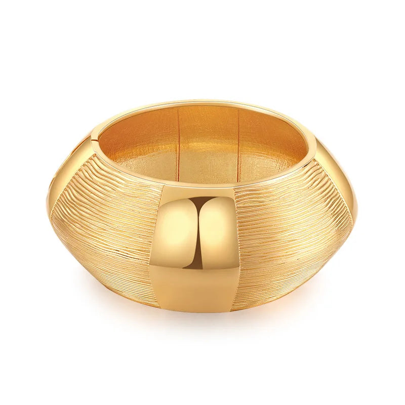 DHJ60517 Fashion European and American Alloy Gold and Silver Boho Unique Large Wide Bangle