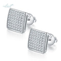 Silver 925 Original 18K Yellow Gold Plated Total 1 Ct Brilliant Cut Diamond Test Past D Color Moissanite Square Stud Earrings