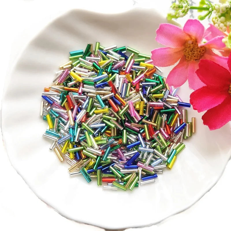 450G/bag 2*4.5/6/9mm Long Tube Glass Beads Handmade Glass Cube Seed Beads for DIY Jewelry Making