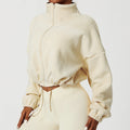 Lamb Sports Autumn Stand-up Collar Plus Velvet Warm Casual Ao Grain Jacket Women Coat Yoga Top