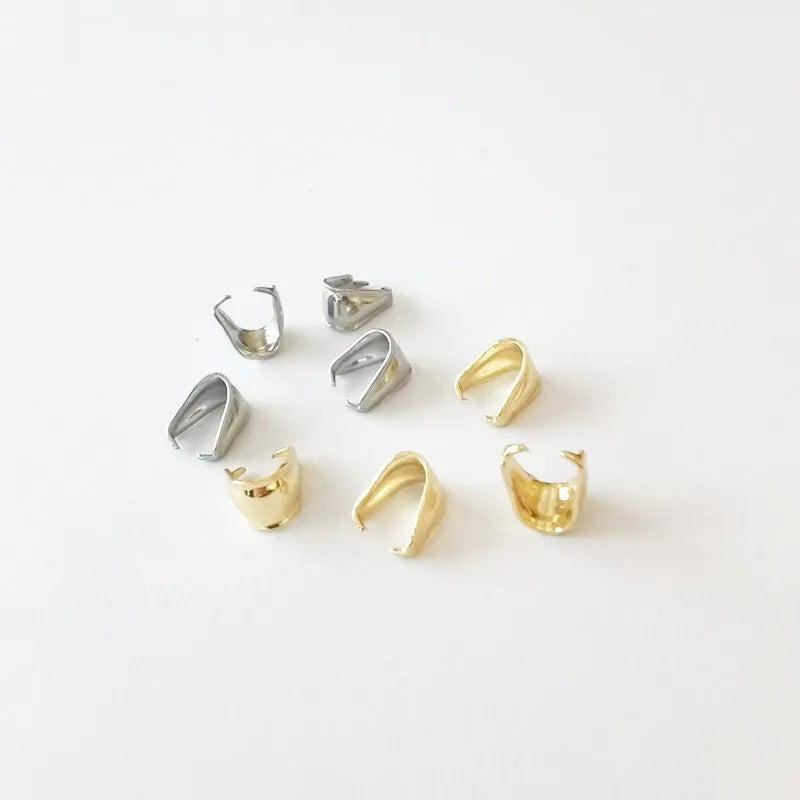 Stainless Steel Staggered Melon Seed Clip Connector Pinch Bail Clasp Charm DIY Jewelry Findings Necklace Pendant Clasp