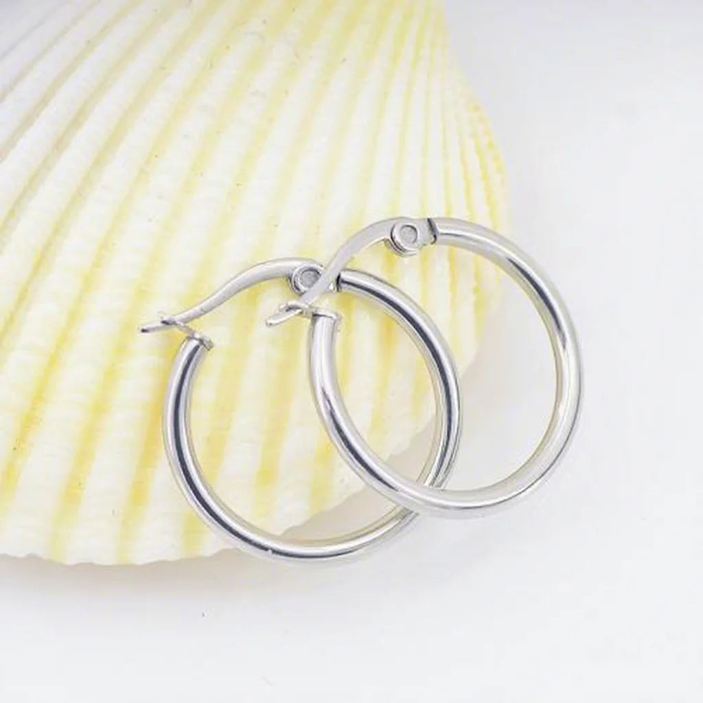 DIY Unisex Fashion Jewelry Findings 304 Stainless Steel Hoop Earring Component Polished Original Color 1572797