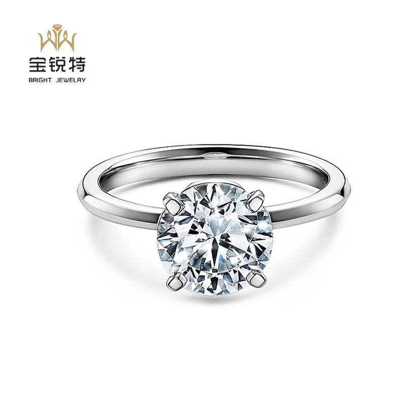 18K Lab Diamond Engagement Ring Solitaire Diamond Ring White Gold Rings for Women