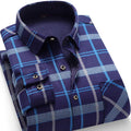 Winter New Casual Long Sleeve Cardigan T-shirt Plaid  Wrinkly Man's Winter Warm Shirt