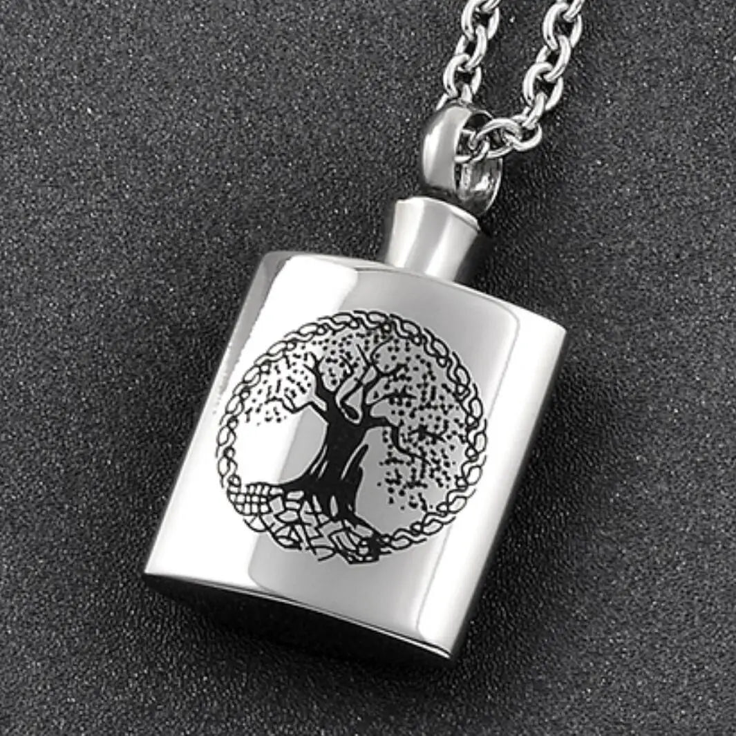Tree of Life Keepsake Urn Necklace Bottle Urn Stainless Steel Tree Cremation Pendant Jewelry Memorial Ash Locket Urn Cremation