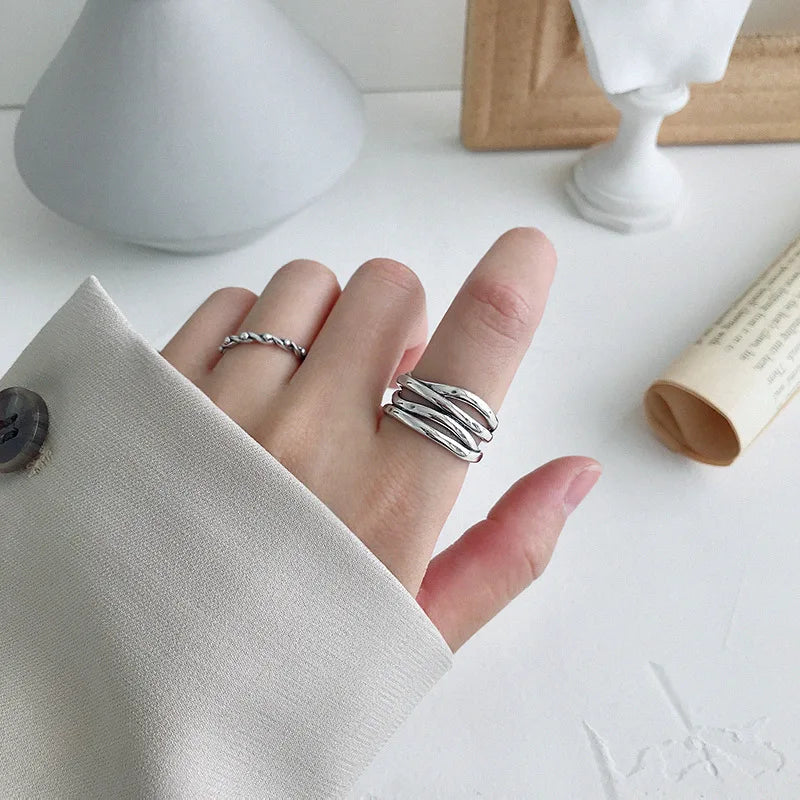 Trendy Jewelry Design Hot Selling 925 Multilayer Plait Standoff Classic Ringent S925 Sterling Silver Rings for Women CJ014