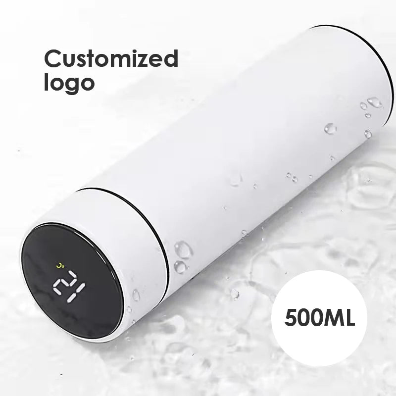 500ml Vacuum Smart Reminder Thermos Flask Led Digital Temperature Display Stainless Steel Insulated Smart Water Bottles
