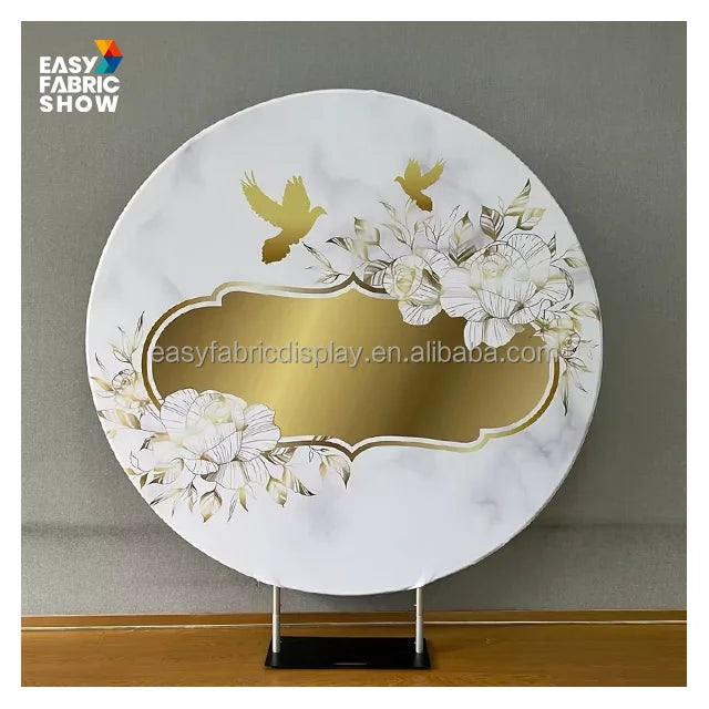 Custom New Design Aluminium Circular Display Racks with Fabric Photography Backgrounds