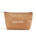 Custom Logo Eco-Friendly Tyvek Travel Cosmetic Pouch Bag Washable Kraft Paper with Letter Pattern for Makeup Storage
