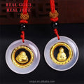 Certified Gold Inlaid Jade Pendant Chalcedony And Agate Inlaid Pure Gold Guanyin Buddha Men And Women Couples Gold Shop Gifts