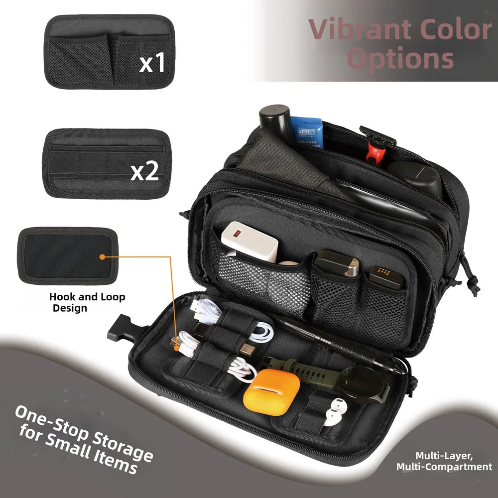 Custom Logo Men's Shaving Kit Travel Shower Bag Hygiene EDC Tool Molle Pouches Dopp Kit Zipper Tactical for Toiletry Bag for Men