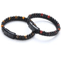 Popular Hot Sale Natural Volcanic Stone Bracelet Magnetic Clasp Unisex Leather Bracelet