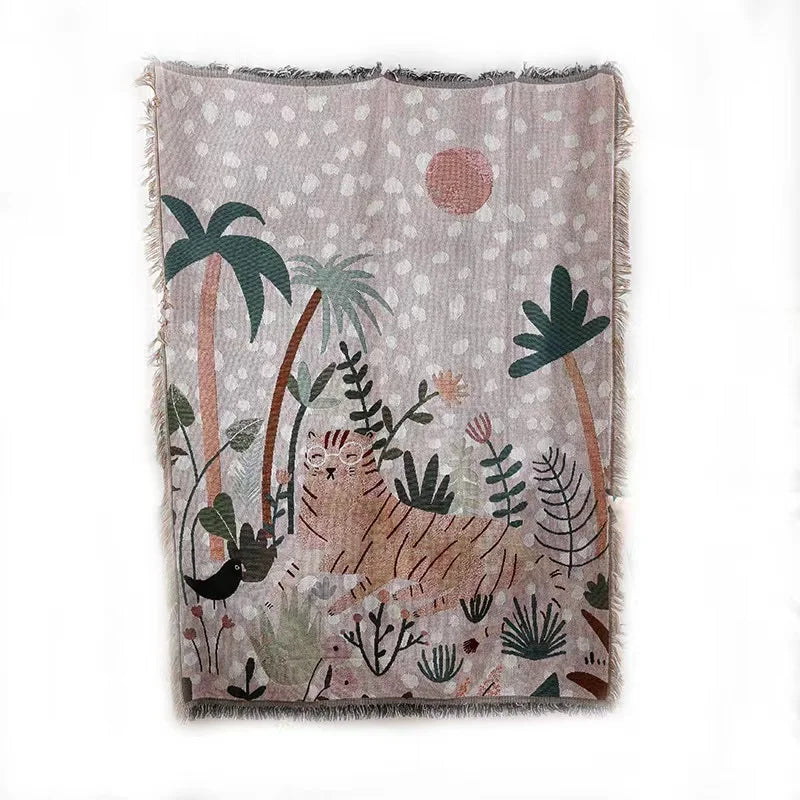 Factory Direct Clothing Polyester Cotton Throw Custom Woven Tapestry Blanket
