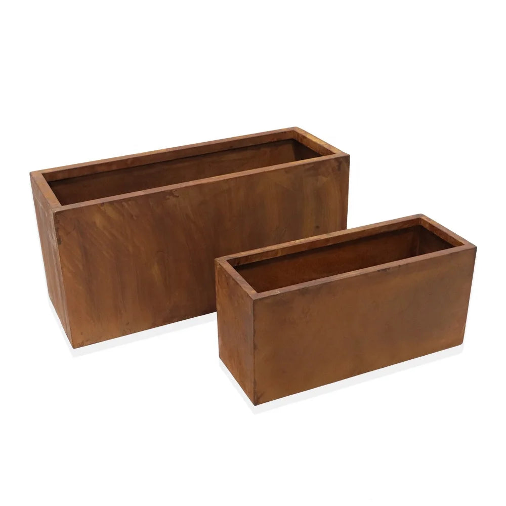 Factory Direct Sale United Kingdom Spice and Extract Manufacturing Rusty Large Powder Coated Metal Planter for Garden Home Use