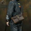Andong Handmade Vintage Cowhide Men's Handbag Genuine Cow Leather Shoulder Messenger Bag Crazy Horse Leather Male Sling Bags