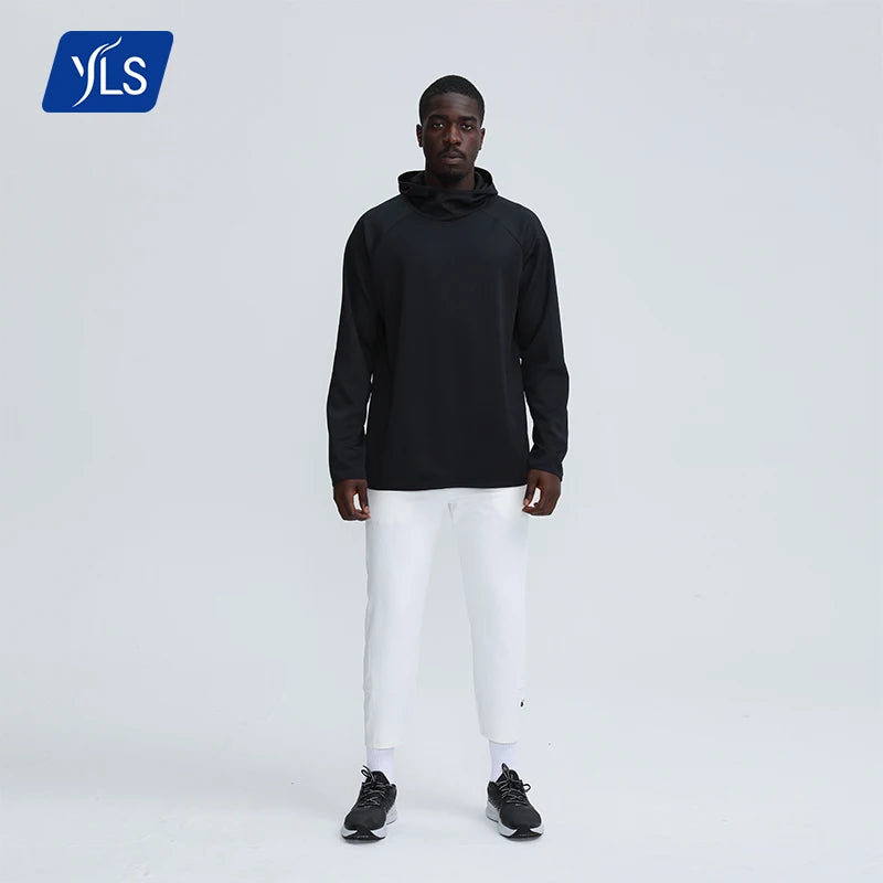 YLS Manufacture Autumn Sports Solid Color Customs Made Men Workout Gym Long Sleeve Hoodie Breathable Quick Dry Outdoor Active